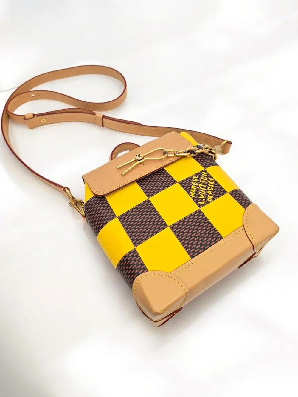 Louis Vuitton Nano Steamer Damier Pop Yellow N40536 Crossbody Bag